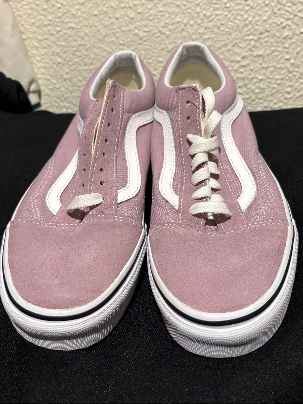 VANS Muave Lavender Suede Old Skool Low-Top Sneakers with White Stripe